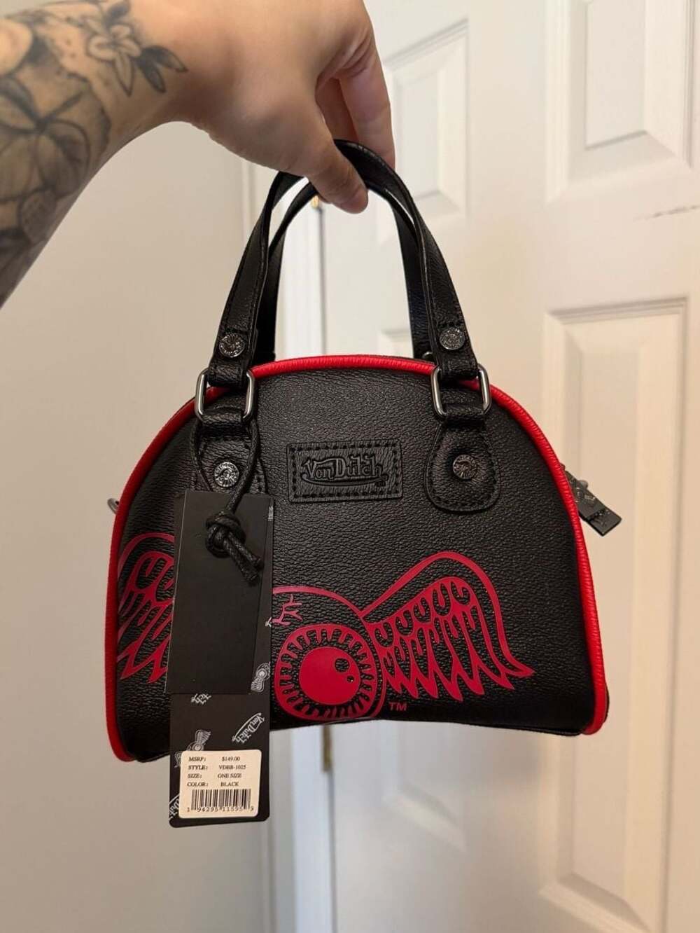 Von Dutch Black and Red Bowling Bag VDBB-1025